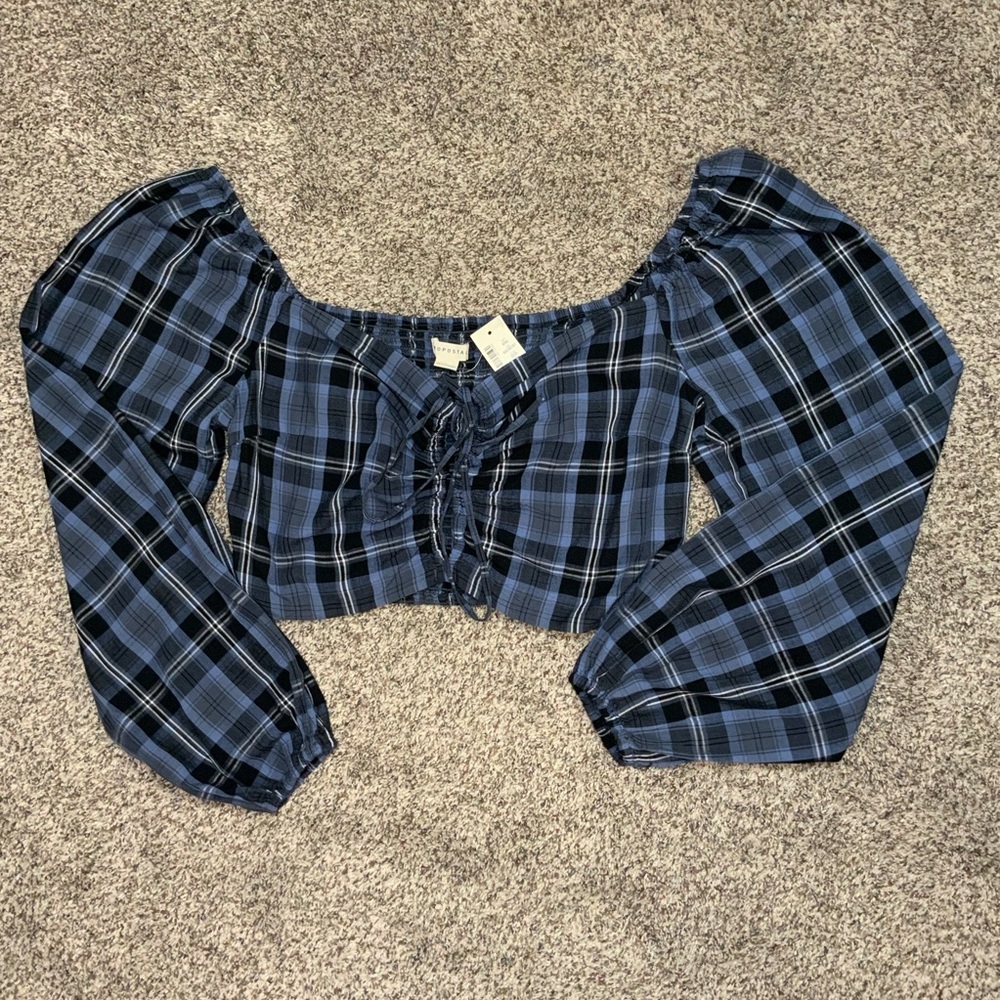 Plaid Off Shoulder Top
